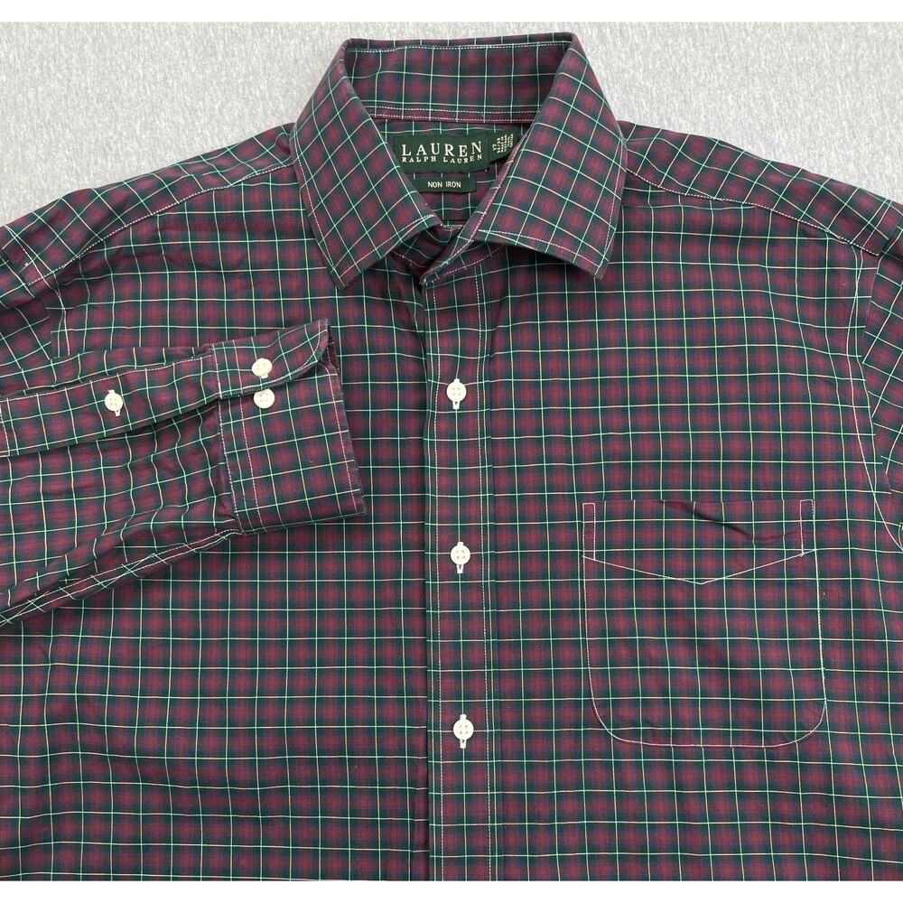 Lauren Ralph Lauren Shirt Mens 17 - 32/33 Check Non Iron 100% Cotton Button Up